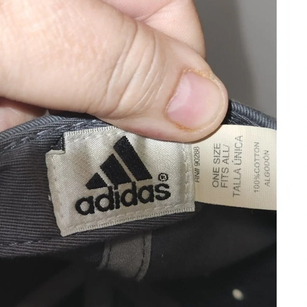 Adidas Grey Logo on Grey Hat with Stitching‎ detail Strap Back EUC